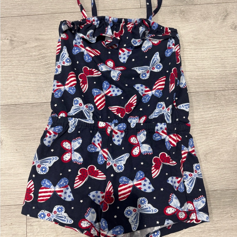 Childrens Place Patriotic Butterfly Print Kids Romper never worn, no tags